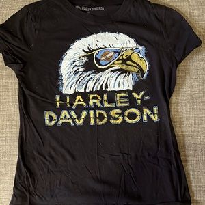 Black bald eagle Harley Davidson T-shirt